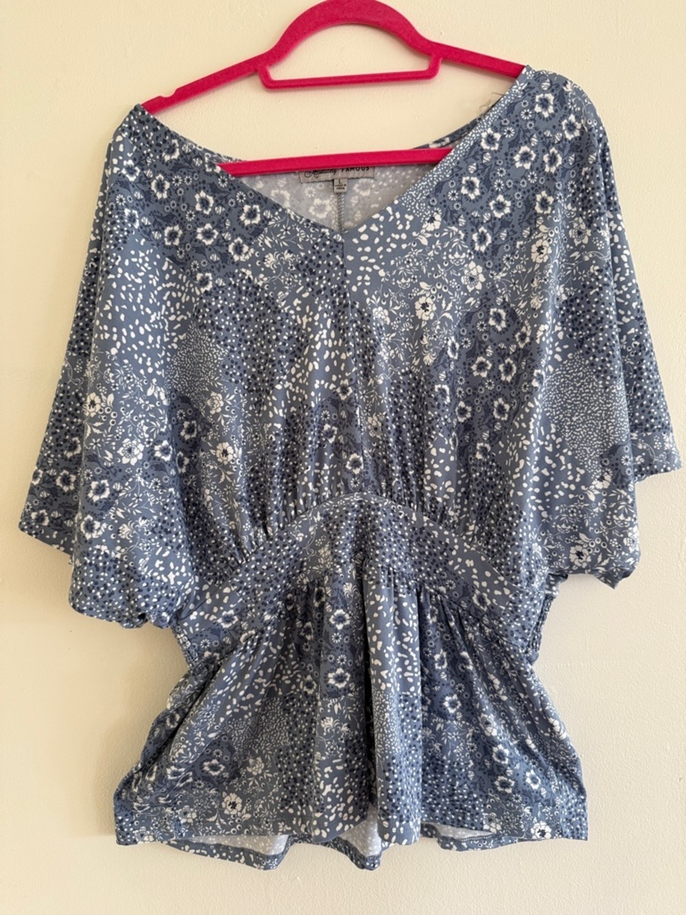 Almost Famous Blue Floral Peasant Blouse